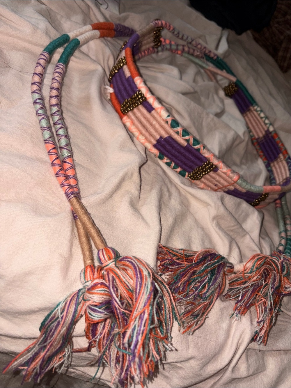 Free People Multicolor Woven Belt with Tassels